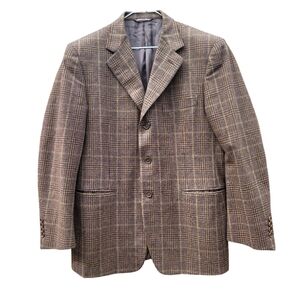 Canali Brown Checkered Suit Jacket